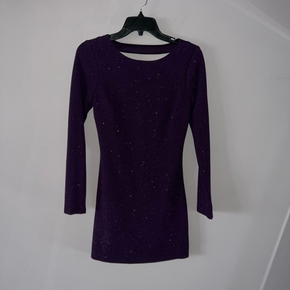 Sparkly Purple Long Sleeve Purple Plum Sparkly Speechless Dress 1
